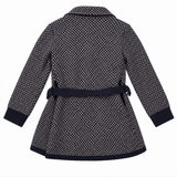 Chunky Knit Belted Waterfall Front Cardigan Navy C