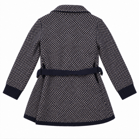 Chunky Knit Belted Waterfall Front Cardigan Navy C