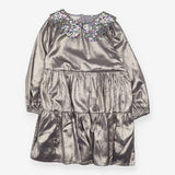 Dress LS silver sequin collar lined