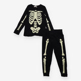 Black skeleton glow in the dark pyjamas