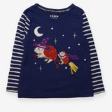 T-Shirt Long Sleeve Navy Stripe Hedgehog Witches