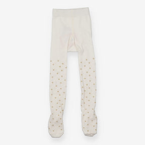 Tights white with sparkle golden stars