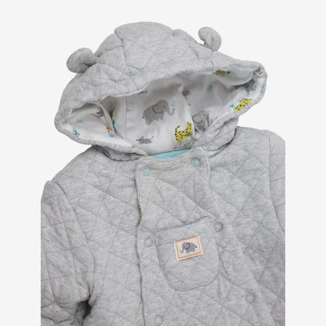 Pramsuit Jersey Quilted Grey with Elephant Lining