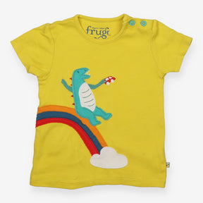 T-shirt yellow dinosaur rainbow slide