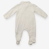 Collared Sleepsuit Cream Light Brown Stars, Embroi