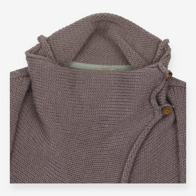 Taupe Wool Blend Sleeveless Cardigan