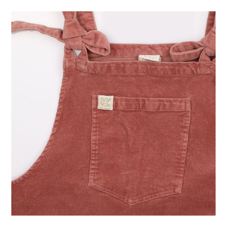 Dusty Pink Corduroy Tie Strap Pinafore Dress