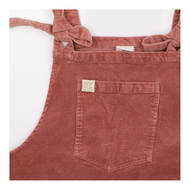 Dusty Pink Corduroy Tie Strap Pinafore Dress