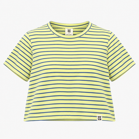 Cropped T-Shirt Striped Yellow Organic Cotton