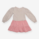 Dress Long Sleeve Cream and Pink Berries