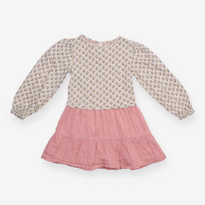 Dress Long Sleeve Cream and Pink Berries