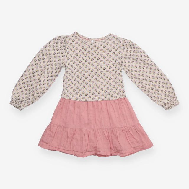 Dress Long Sleeve Cream and Pink Berries