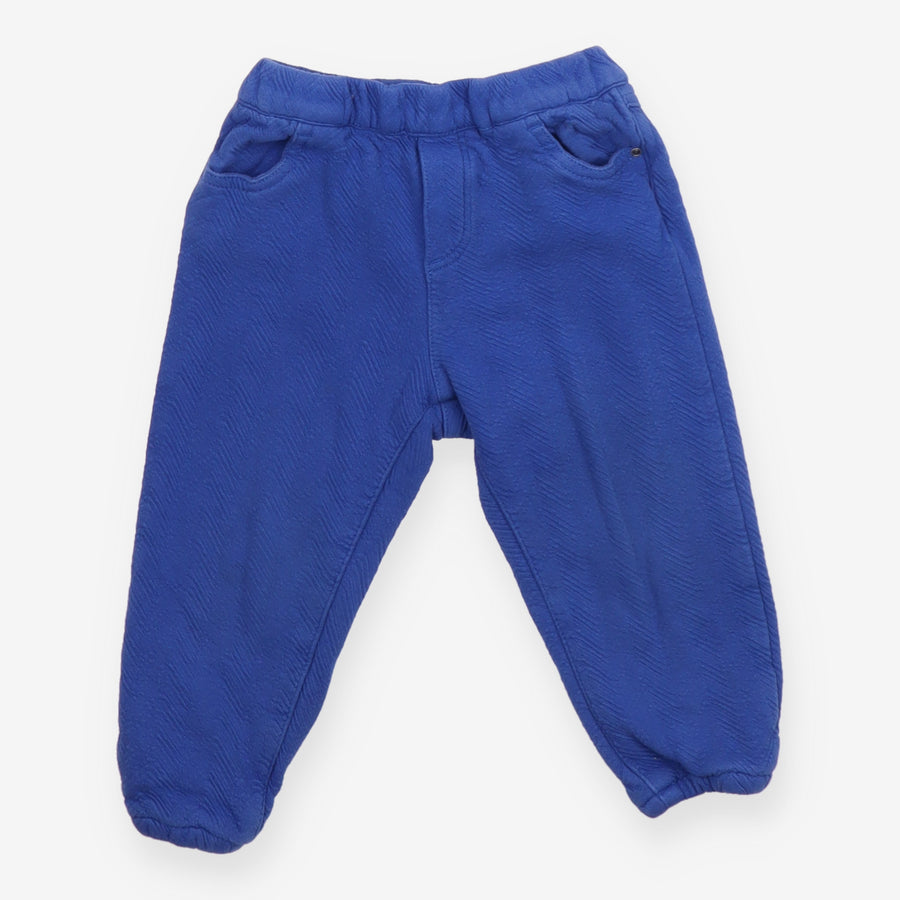 Blue joggers with bear pocket