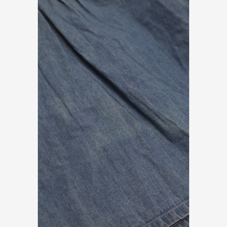 Denim Blouse with Floral smock Collar