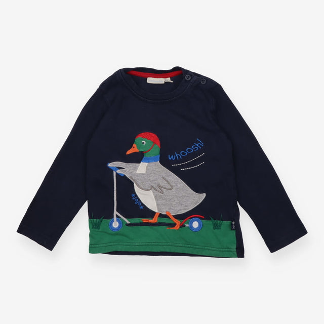 Tee LS navy blue duck on scooter