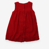 Red Pinafore Cord Dress with Pockets