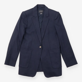 Club Monaco Navy Blue Textured Single Breasted Bla