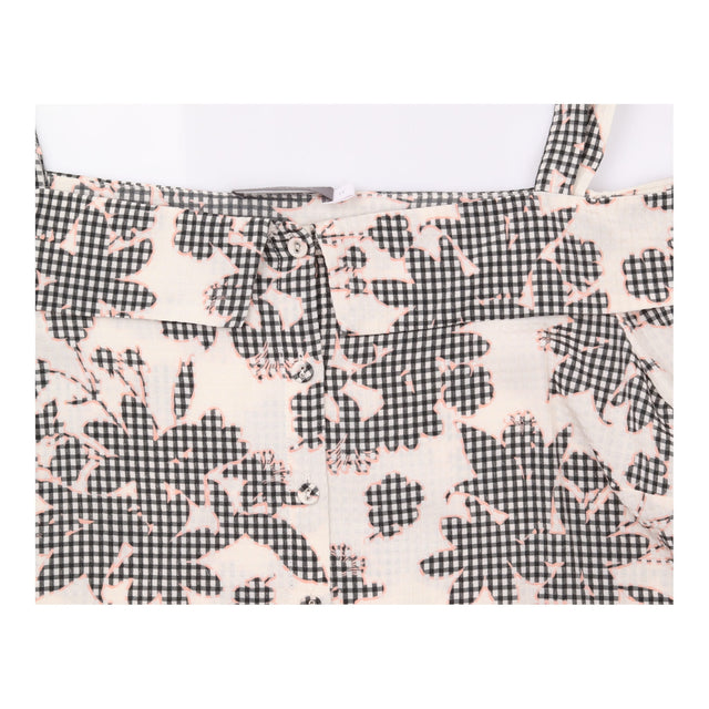 Blouse Cream Black Floral Print Cold Shoulder Butt