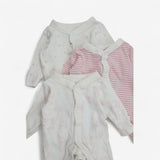 Sleepsuits Pink & White with Bunnies 3pcs