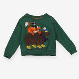 Sweatshirt green fox riding a bear