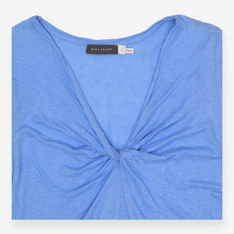 100% Linen Twist T-shirt Short Sleeve, Blue