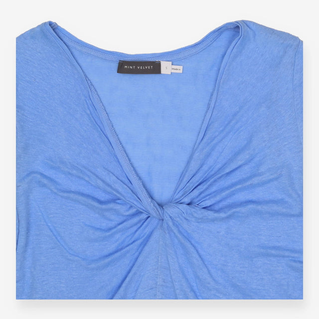 100% Linen Twist T-shirt Short Sleeve, Blue