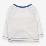 Tee Shirt White, Navy and Yellow with Strips