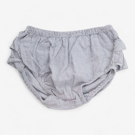 Dress Blue Stripe with Bow and Frilly Bloomers
