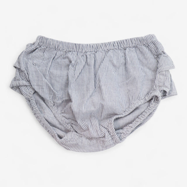 Dress Blue Stripe with Bow and Frilly Bloomers