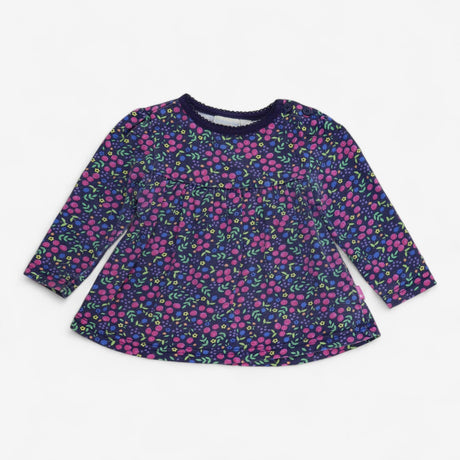 T-shirt long sleeve navy blue with floral print