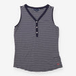 Sleeveless Henley Top Stripe Jersey Navy White