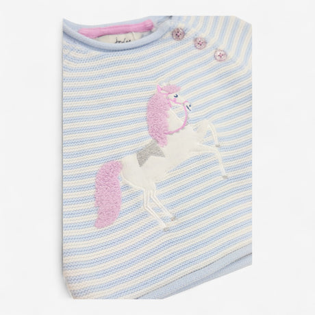 Jumper Blue and White Knit with Unicorn
