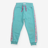 Turquoise Blue Joggers Floral Stripe