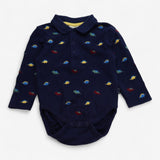 Bodysuit navy embroidered dinosaurs