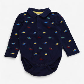 Bodysuit navy embroidered dinosaurs