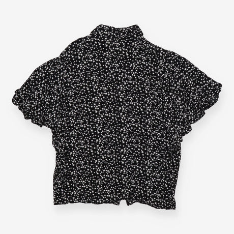 Black Short Sleeve Frill Shirt Scatter Star Print