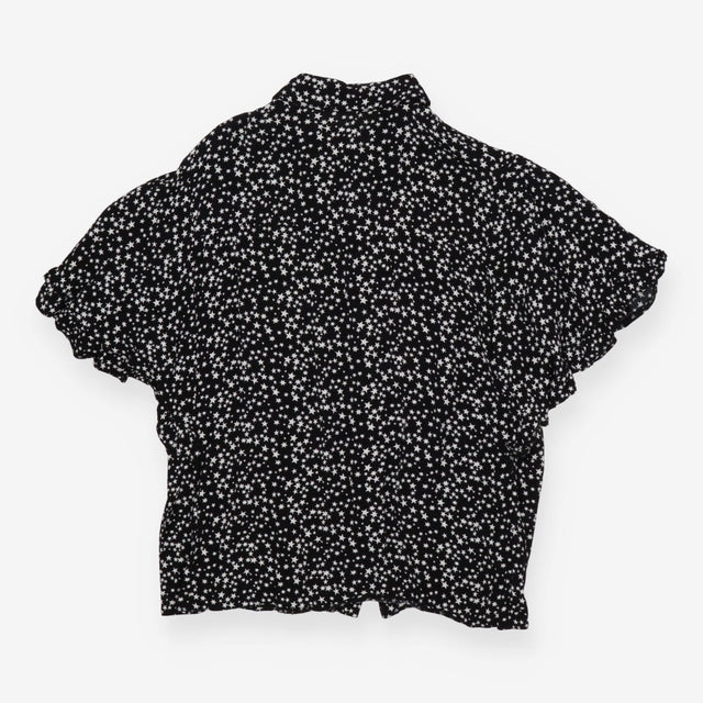 Black Short Sleeve Frill Shirt Scatter Star Print
