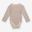 Bodysuit long sleeve brown and white stripe