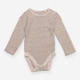 Bodysuit long sleeve brown and white stripe