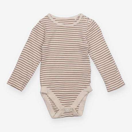 Bodysuit long sleeve brown and white stripe