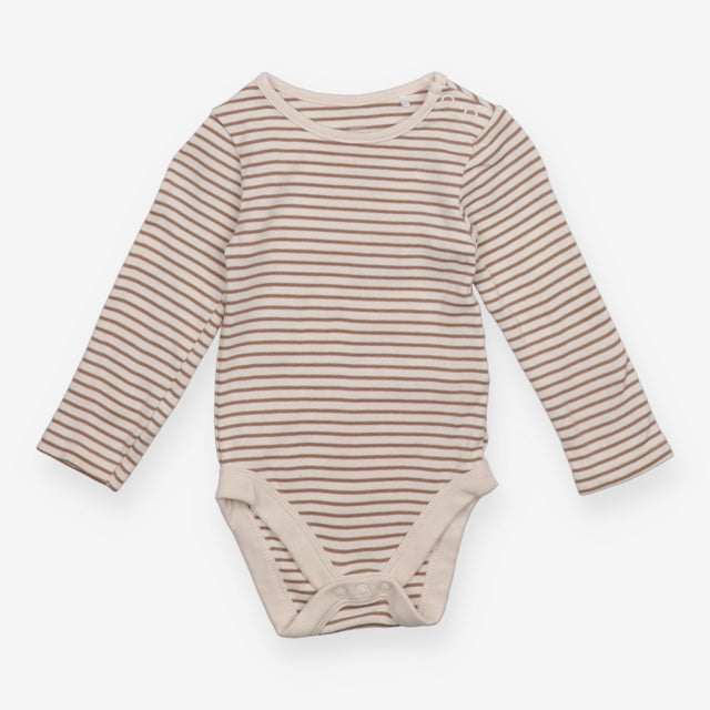 Bodysuit long sleeve brown and white stripe