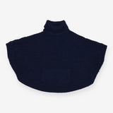 Navy Roll Neck Poncho with Pocket