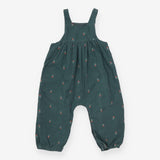 Green Cord Dungarees with Roses