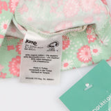 Baby Hat green with pink flowers and ears