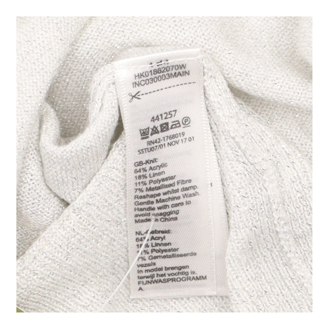 Silver Grey Metallic Knit Jumper With Ribbed Trims