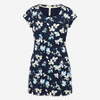 Dress Navy Blue Floral Print Cap Sleeve Scoop Neck