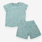 Pyjama Shorties 2 pack Navy Party Animals and Turq