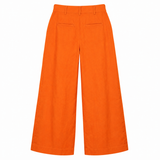 Trousers Linen Wide Leg High Waist Orange Petite