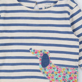 Blue Striped Floral Dog Applique