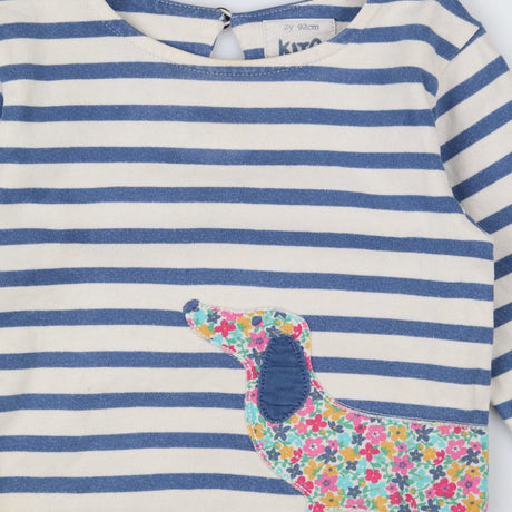 Blue Striped Floral Dog Applique